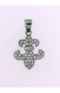 Ciondolo in argento 925%° giglio fiorentino con zirconi P-2130
